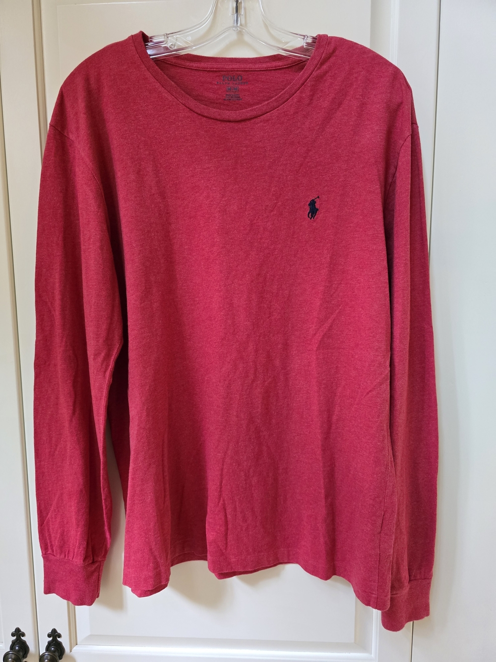 Polo by Ralph Lauren Men's Long-Sleeve Crewneck Shirt in Red